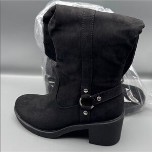 BNIB New STYLE & CO. Black Vegan Sueded Women's Harness Boots
